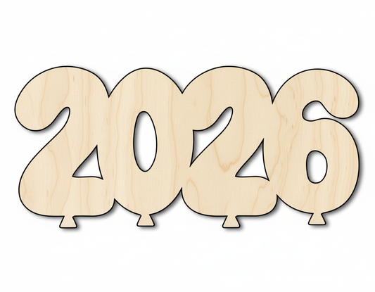 Wood 2026 Balloons Shape DIY Craft Cutout NameSigns.com