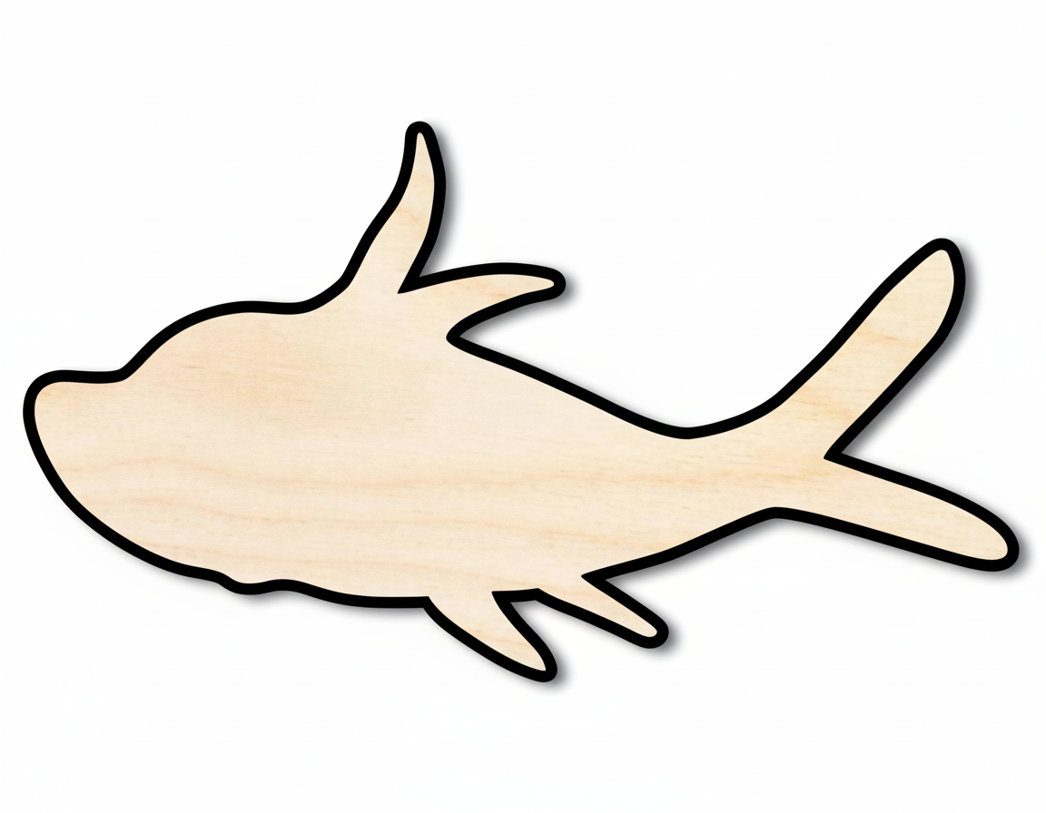 Cartoon Fish Wood Cutout Shape DIY Craft Cutout NameSigns.com