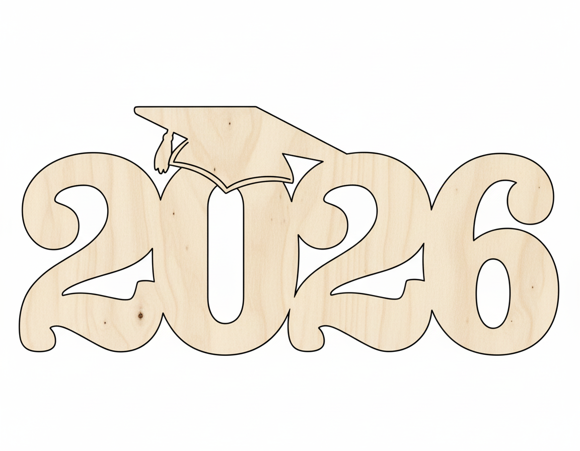 Wood 2026 Grad Cap Shape DIY Craft Cutout NameSigns.com