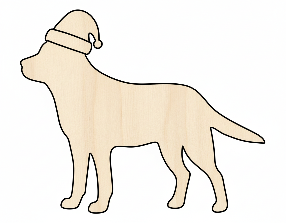 Wood Lab With Santa Hat Shape DIY Craft Cutout NameSigns.com