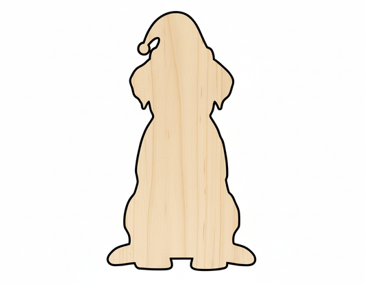 Wood Puppy With Santa Hat Shape DIY Craft Cutout NameSigns.com