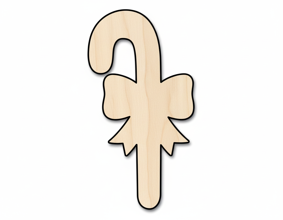 Wood Bow Candy Cane Shape DIY Craft Cutout NameSigns.com
