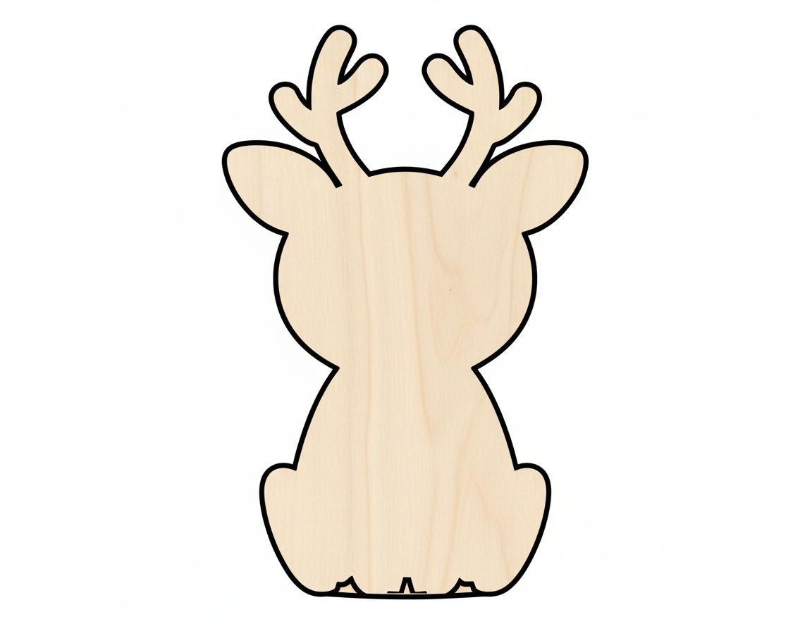 Wood Cute Reindeer Shape DIY Craft Cutout NameSigns.com