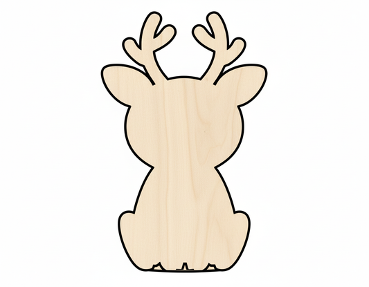 Wood Cute Reindeer Shape DIY Craft Cutout NameSigns.com
