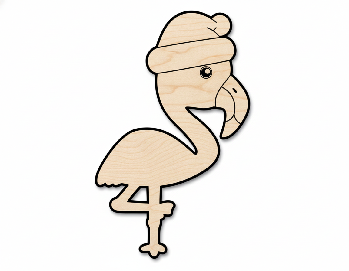 Wood Christmas Flamingo Silhouette DIY Christmas in July Craft Cutout NameSigns.com