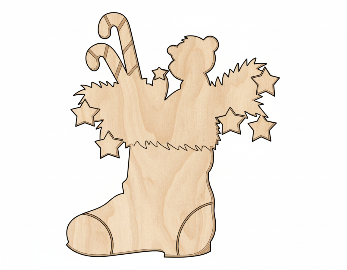 Wood Christmas Boot Silhouette Shape - Craft - up to 46" NameSigns.com