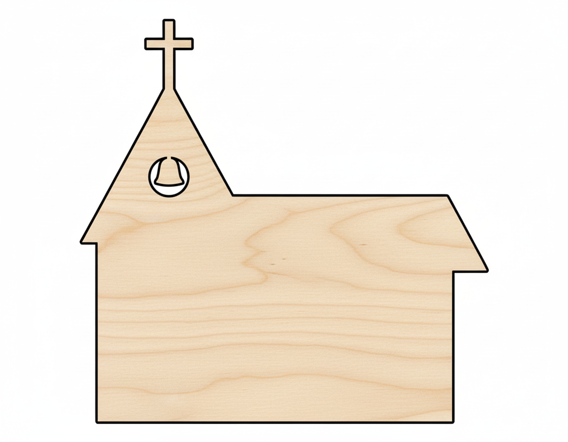 Wood Church with Bell Shape - Craft - up to 46" NameSigns.com