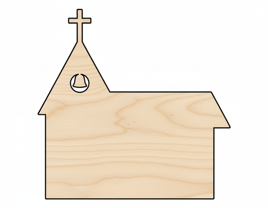 Wood Church with Bell Shape - Craft - up to 46" NameSigns.com