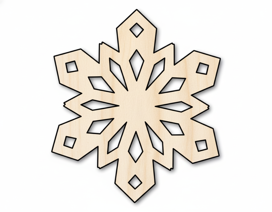 Wood Snowflake Oragami Shape DIY Craft Cutout NameSigns.com