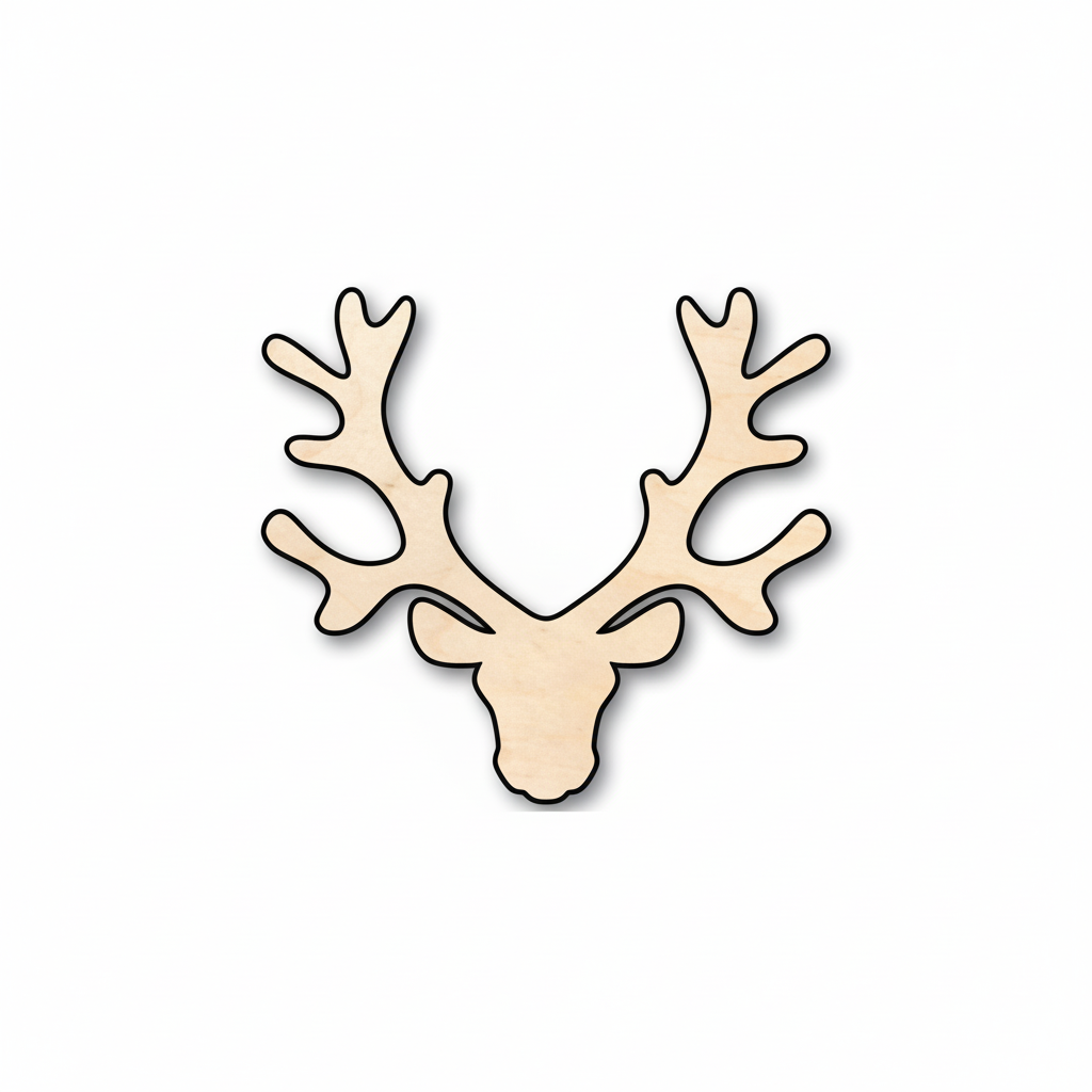 Wood Reindeer Head Antlers Shape - Animal - Wildlife - Craft - NameSigns.com