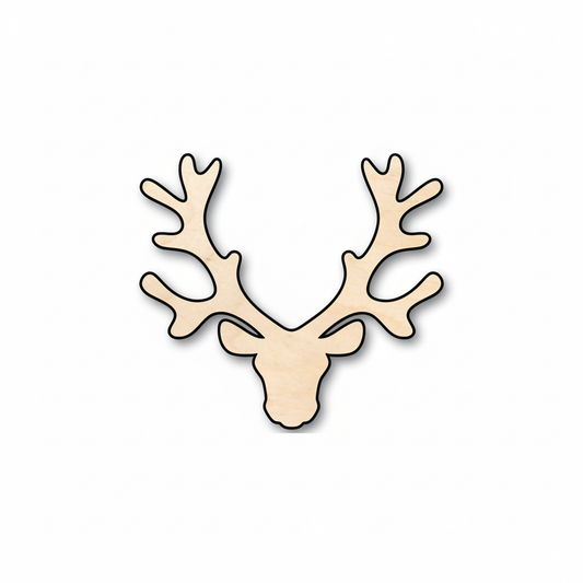 Wood Reindeer Head Antlers Shape - Animal - Wildlife - Craft - NameSigns.com