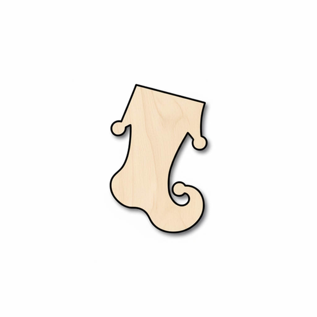 Wood Whimsical Christmas Stocking Shape - Craft - NameSigns.com
