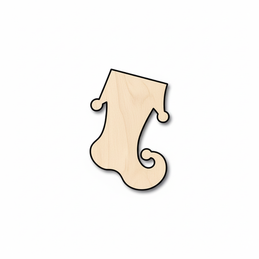 Wood Whimsical Christmas Stocking Shape - Craft - NameSigns.com