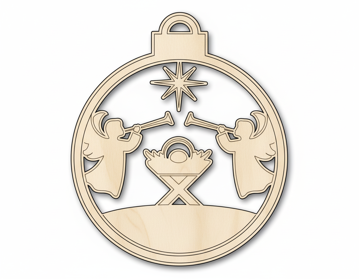 Wood Bethlehem Nativity Ornament Shape - Christmas - Craft - NameSigns.com