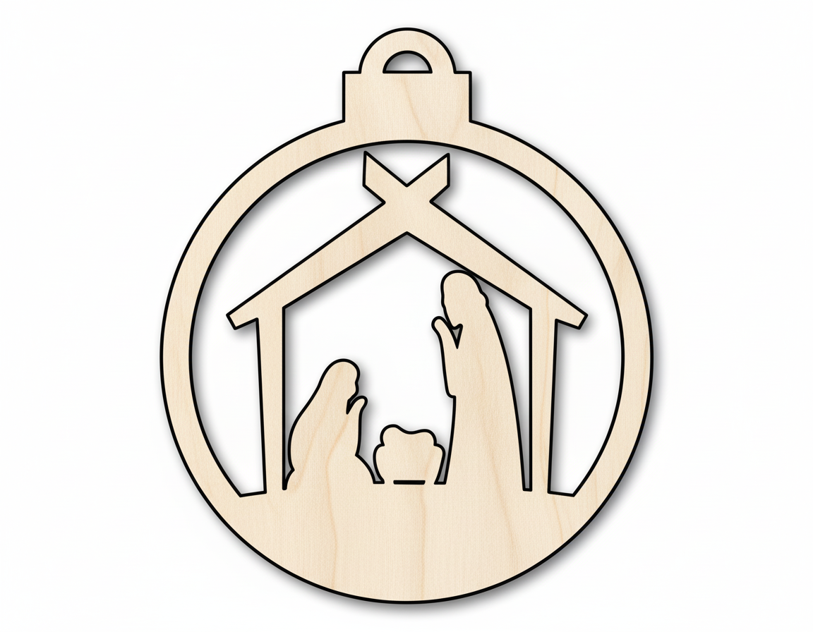 Wood Bethlehem Nativity Ornament Shape - Christmas - Craft - NameSigns.com
