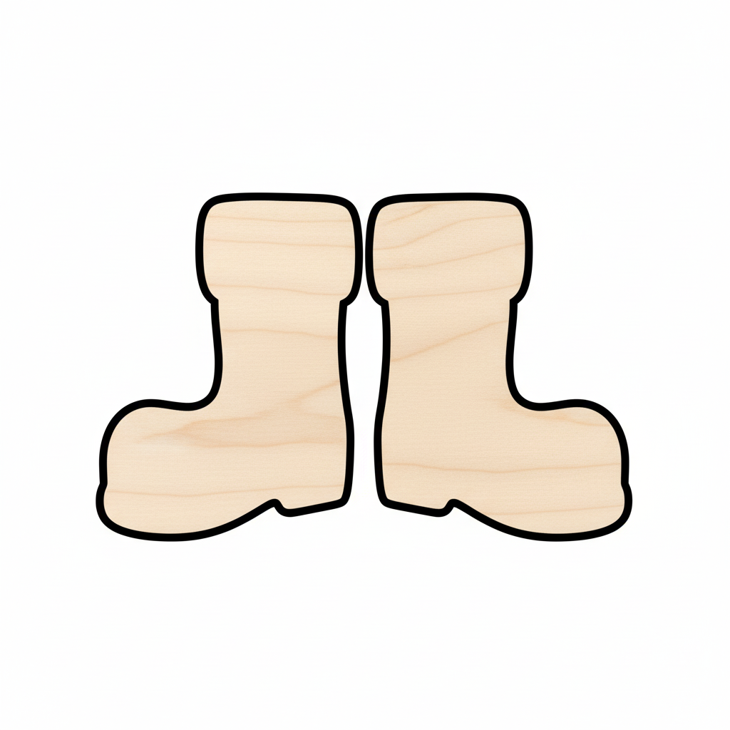 Wood Santa Claus Boots Shape - Christmas - Ornament - Craft - NameSigns.com