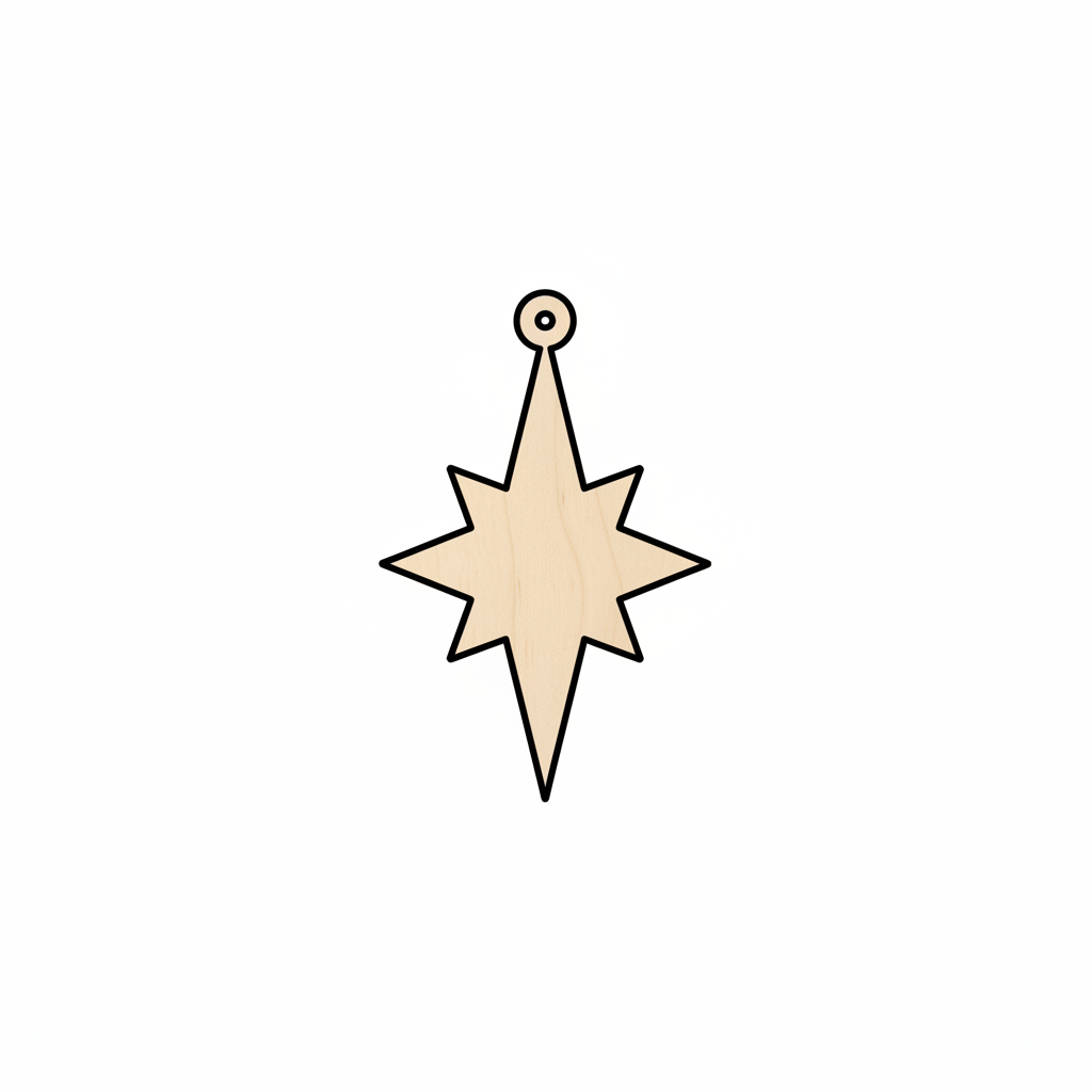 Wood Christmas Star Ornament Shape - Craft - NameSigns.com