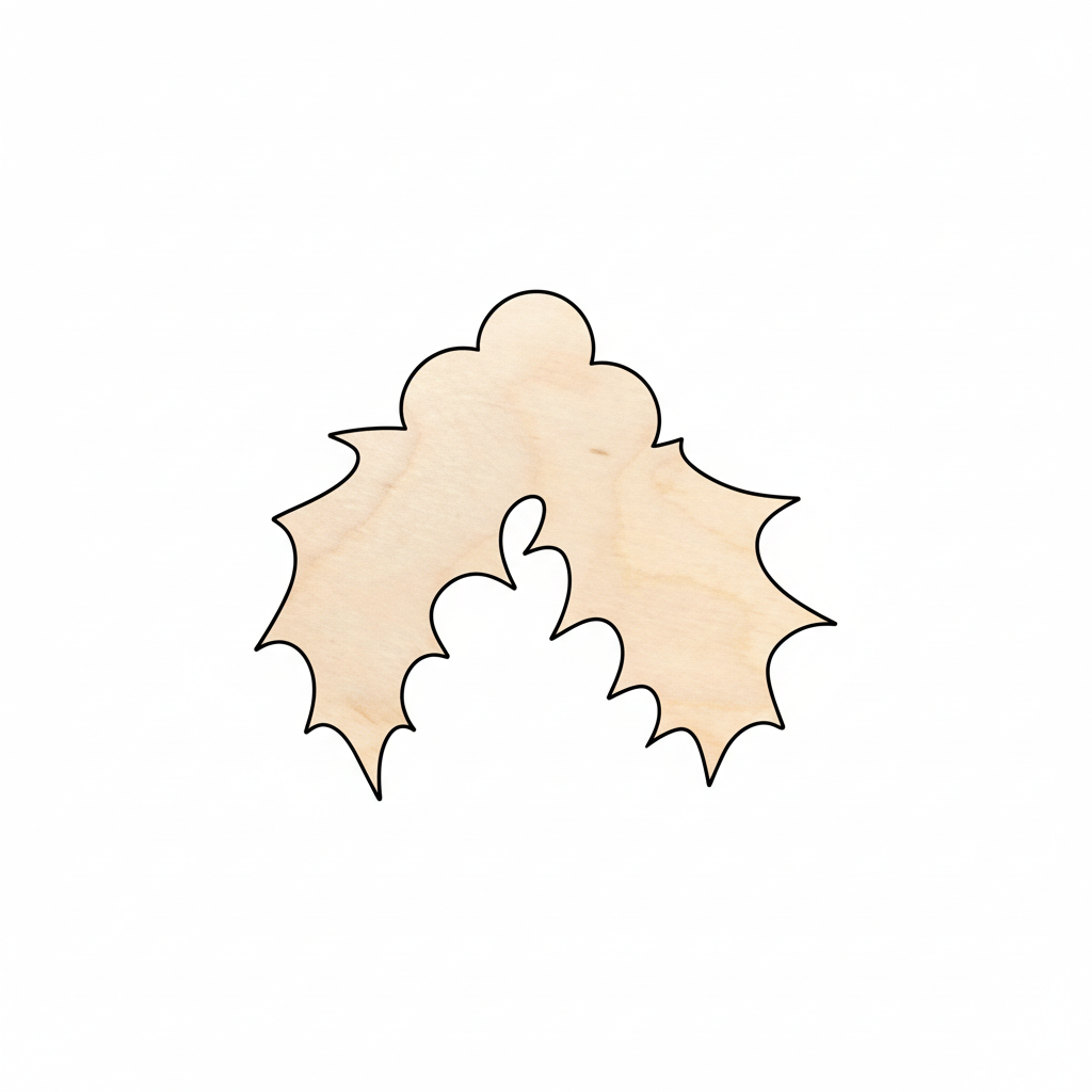 Wood Christmas Holly Shape - Craft - NameSigns.com