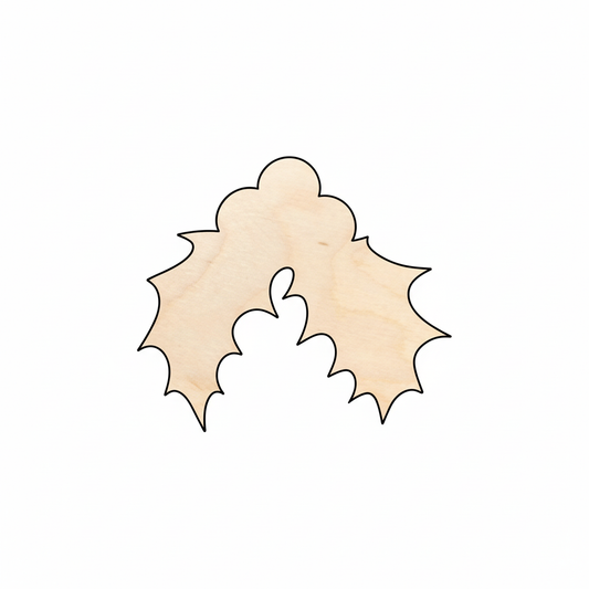 Wood Christmas Holly Shape - Craft - NameSigns.com