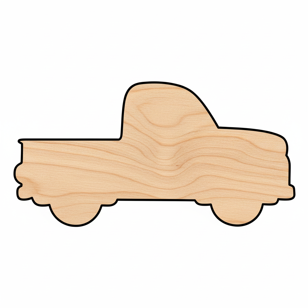 Wood Christmas Tree Car Truck Silhouette - Craft- NameSigns.com