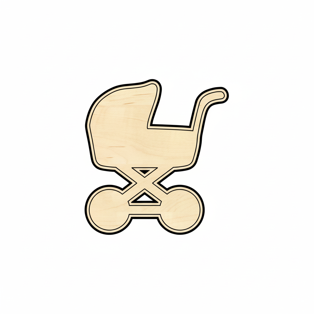 Unfinished Wood Baby Carriage – Baltic Birch Plywood Nursery Room Decoration NameSigns.com