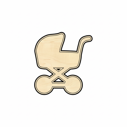 Unfinished Wood Baby Carriage – Baltic Birch Plywood Nursery Room Decoration NameSigns.com