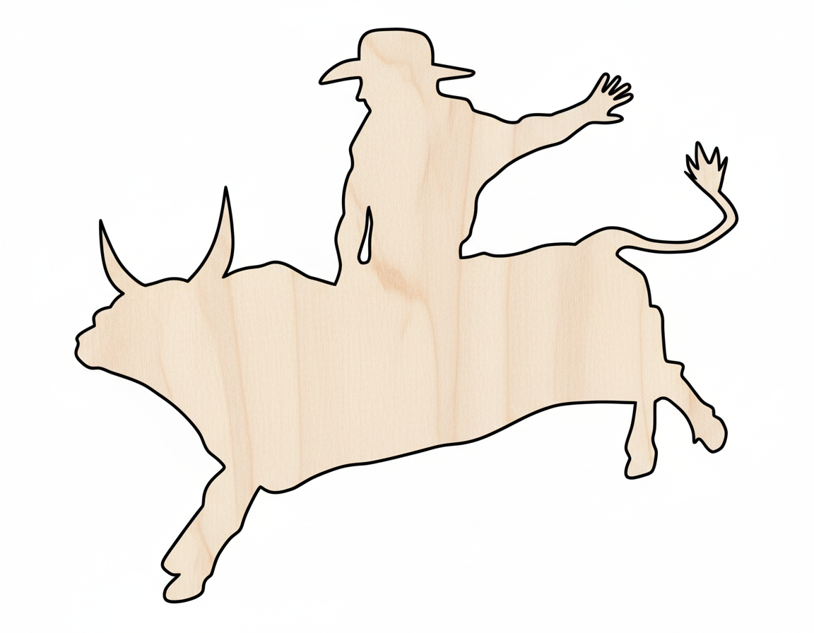 Wood Bull Rider Shape DIY Craft Cutout NameSigns.com