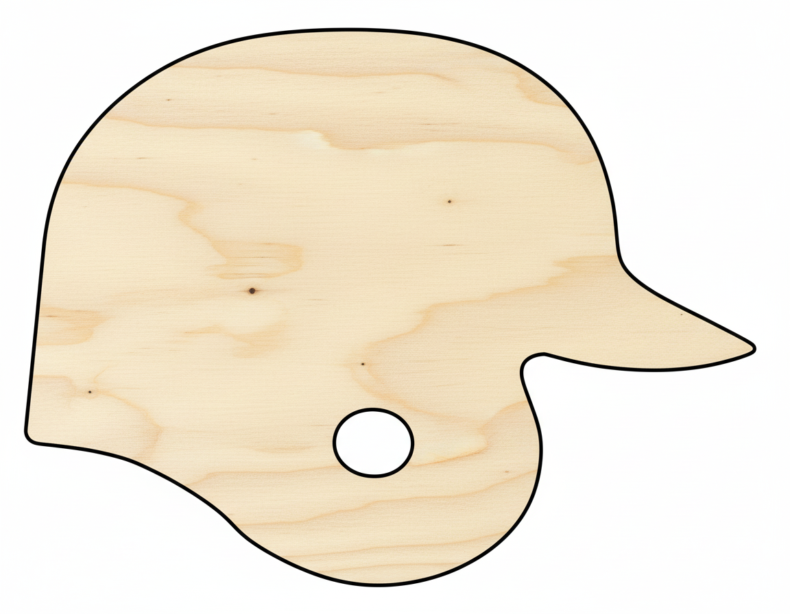 Wood Baseball Helmet Shape DIY Craft Cutout NameSigns.com