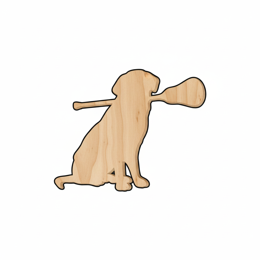 Wood Lacrosse Dog Shape - Craft - NameSigns.com