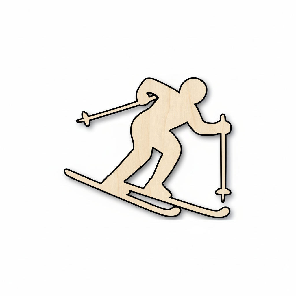 Wood Skier Shape - Winter Olympics - Craft - NameSigns.com