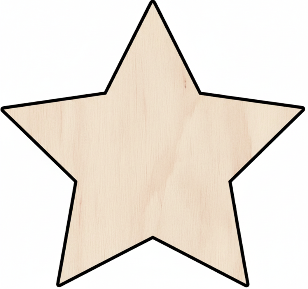 Custom Wooden 5-Point Star Shape for Crafts and Door Hangers - Laser Cut–  Wood Round Cutout for DIY Projects NameSigns.com