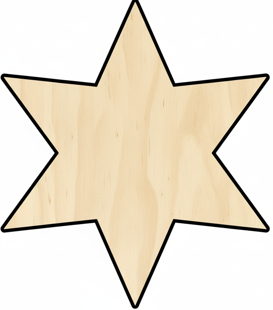 Custom Wooden 6-Point Star Shape for Crafts and Door Hangers - Laser Cut–  Wood Round Cutout for DIY Projects NameSigns.com