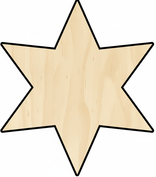 Custom Wooden 6-Point Star Shape for Crafts and Door Hangers - Laser Cut–  Wood Round Cutout for DIY Projects NameSigns.com