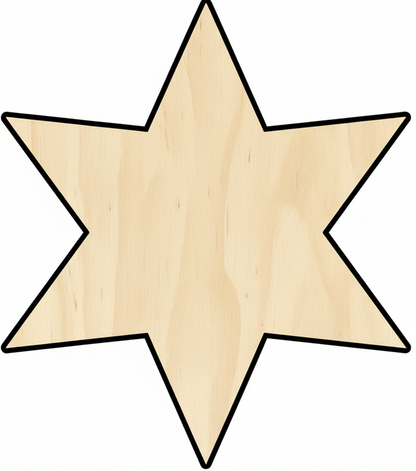Custom Wooden 6-Point Star Shape for Crafts and Door Hangers - Laser Cut–  Wood Round Cutout for DIY Projects NameSigns.com