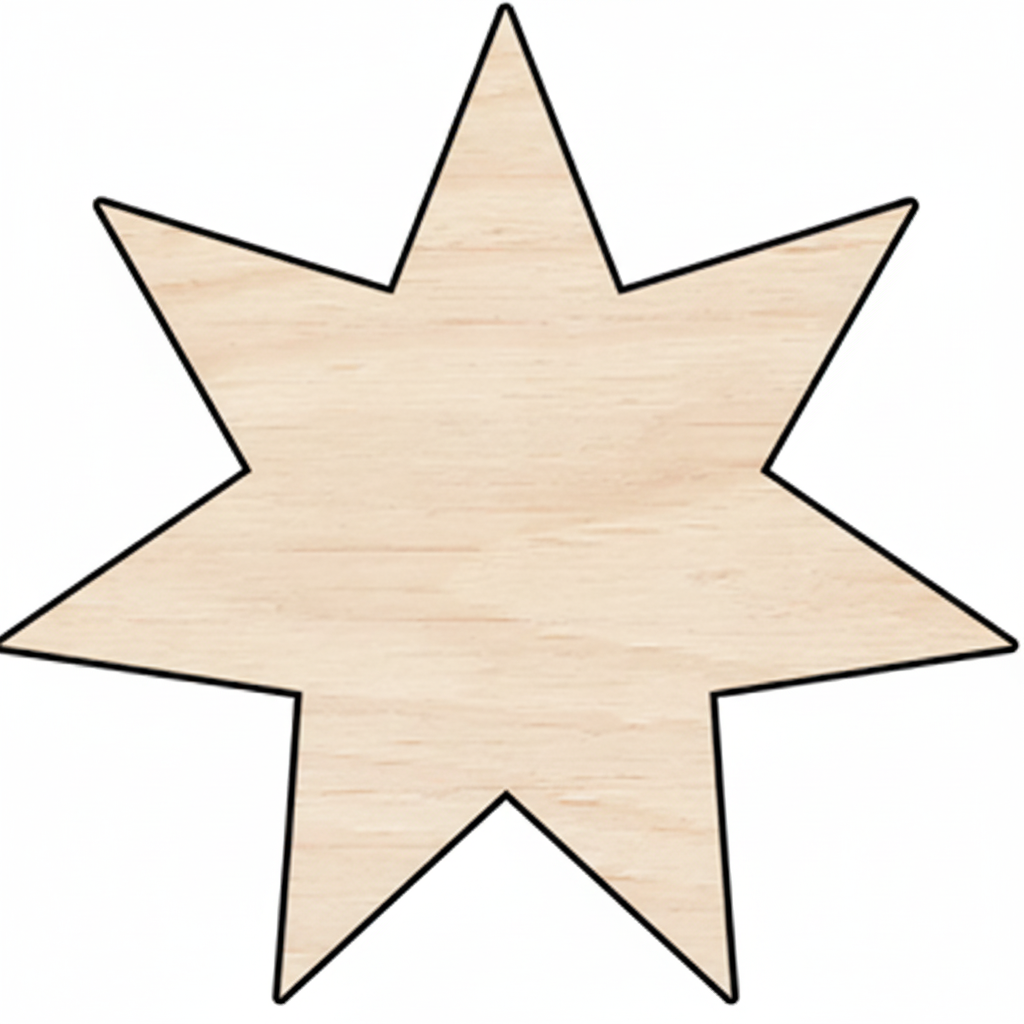 Custom Wooden 7-Point Star Shape for Crafts and Door Hangers - Laser Cut–  Wood Round Cutout for DIY Projects NameSigns.com