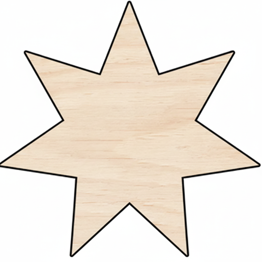 Custom Wooden 7-Point Star Shape for Crafts and Door Hangers - Laser Cut–  Wood Round Cutout for DIY Projects NameSigns.com