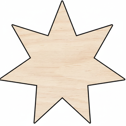 Custom Wooden 7-Point Star Shape for Crafts and Door Hangers - Laser Cut–  Wood Round Cutout for DIY Projects NameSigns.com