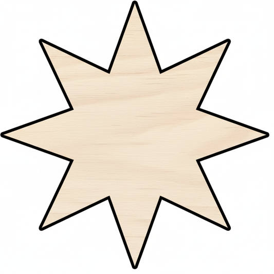 Custom Wooden 8-Point Star Shape for Crafts and Door Hangers - Laser Cut–  Wood Round Cutout for DIY Projects NameSigns.com