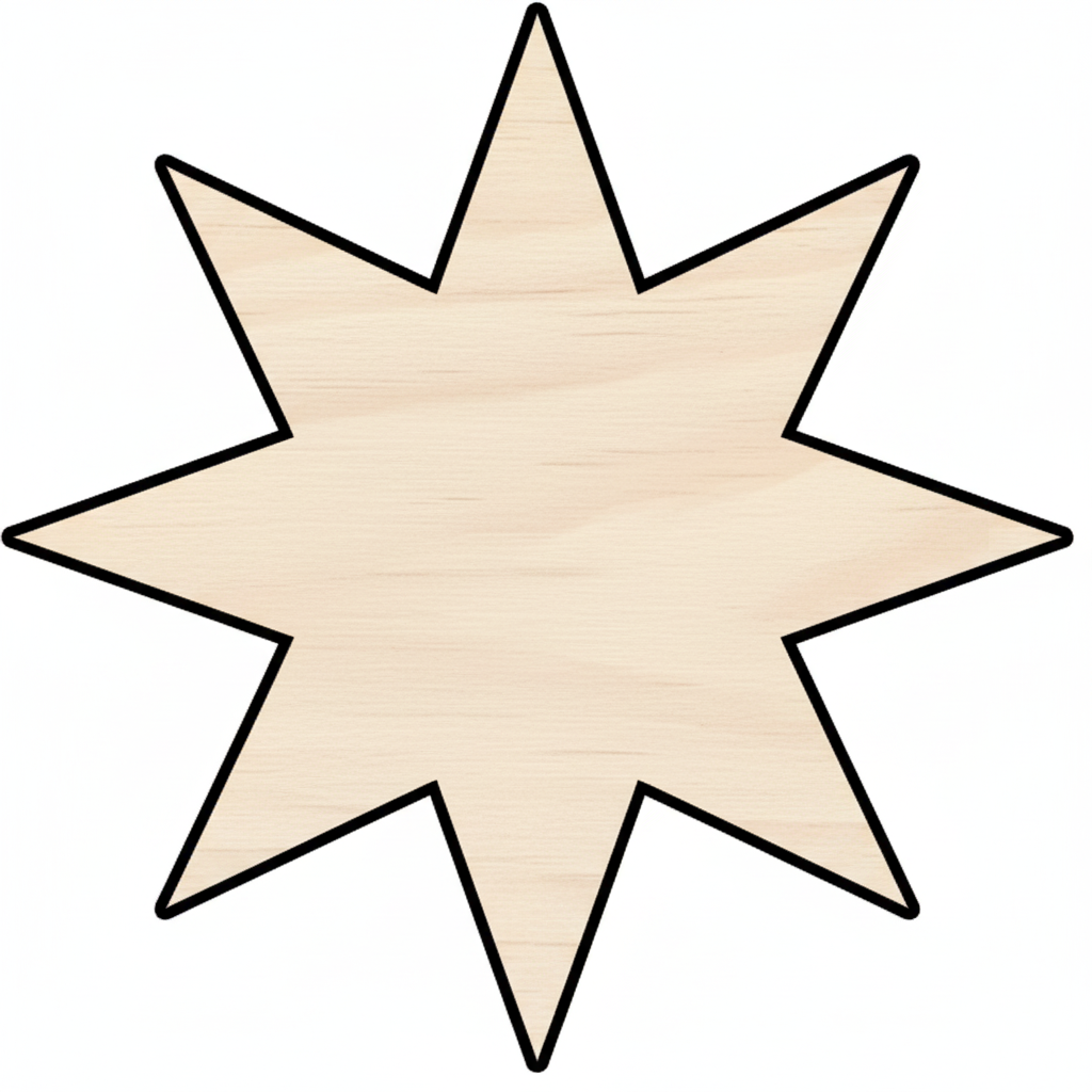 Custom Wooden 8-Point Star Shape for Crafts and Door Hangers - Laser Cut–  Wood Round Cutout for DIY Projects NameSigns.com