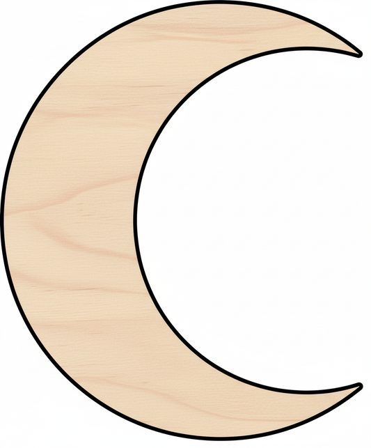 Custom Wooden Crescent Moon Shape for Crafts and Door Hangers - Laser Cut–  Wood Round Cutout for DIY Projects NameSigns.com