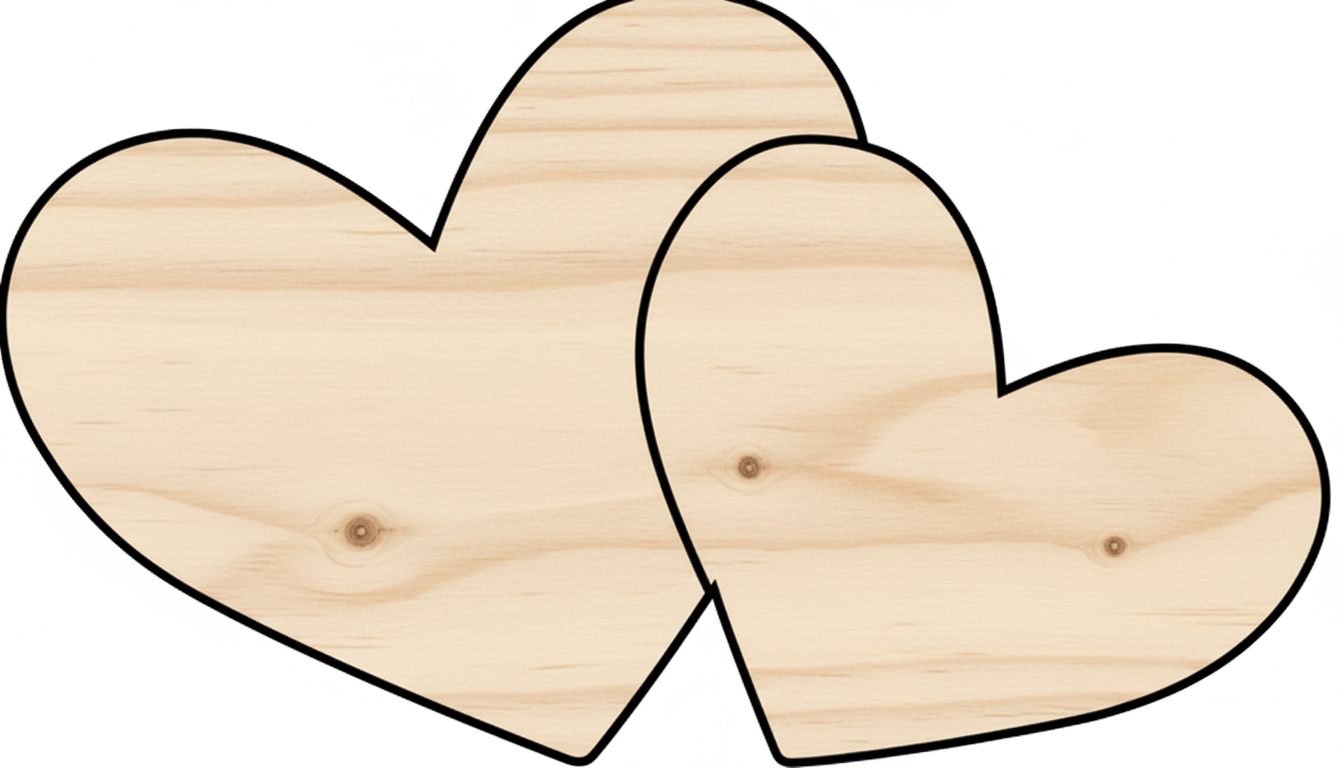 Custom Wooden Double Heart Shape for Crafts and Door Hangers - Laser Cut–  Wood Round Cutout for DIY Projects NameSigns.com