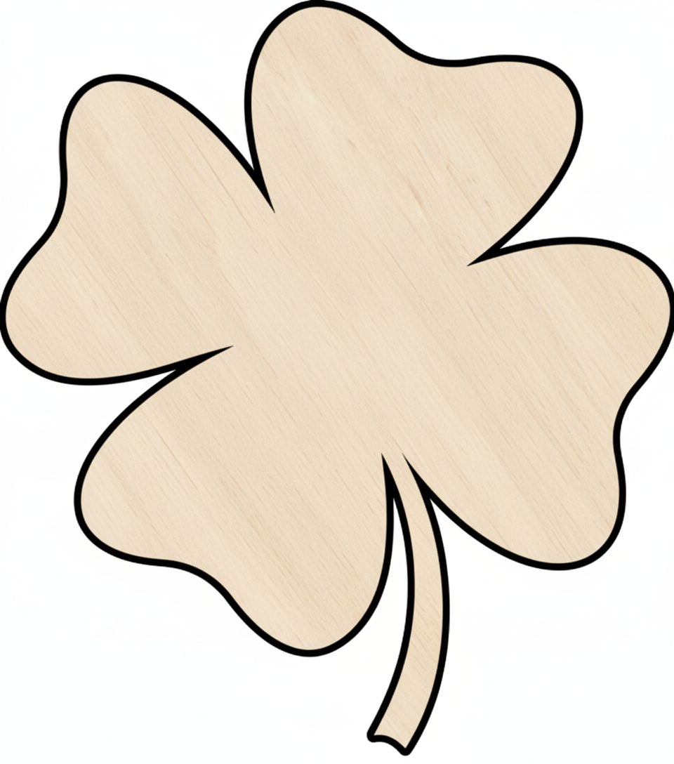 Custom Wooden Four Leaf Clover Shape for Crafts and Door Hangers - Laser Cut–  Wood Round Cutout for DIY Projects NameSigns.com