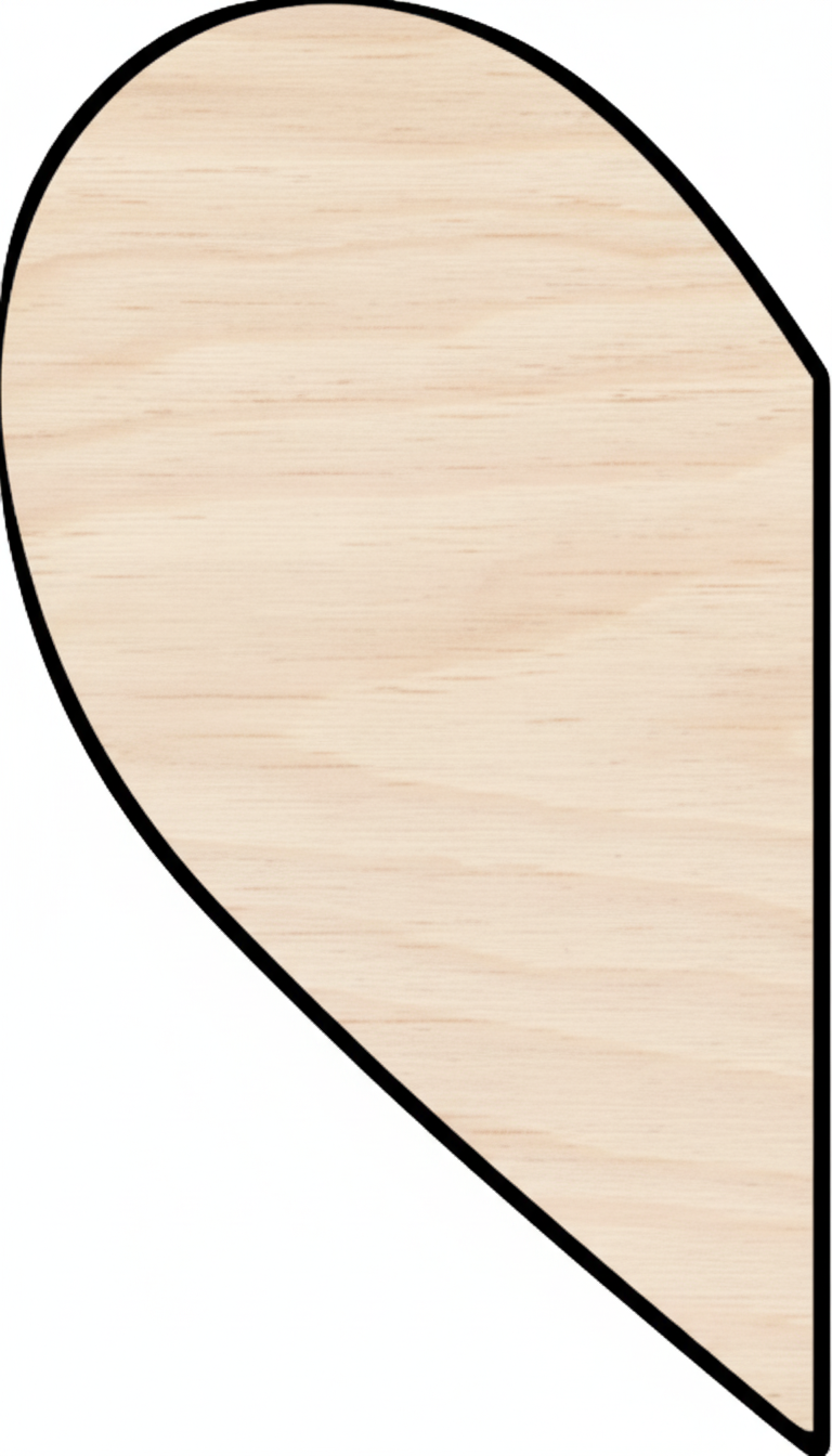Custom Wooden Half Heart Shape for Crafts and Door Hangers - Laser Cut–  Wood Round Cutout for DIY Projects NameSigns.com