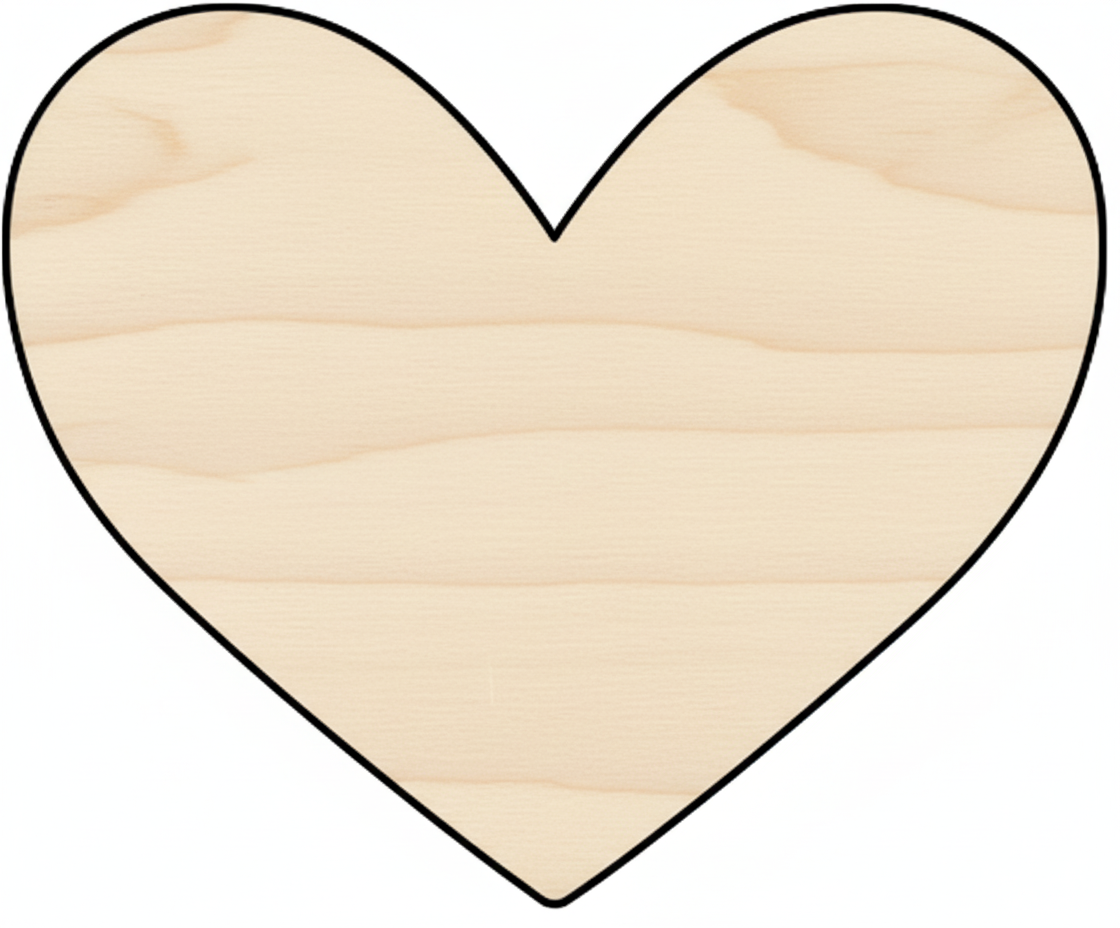 Custom Wooden Heart Shape for Crafts and Door Hangers - Laser Cut–  Wood Round Cutout for DIY Projects NameSigns.com