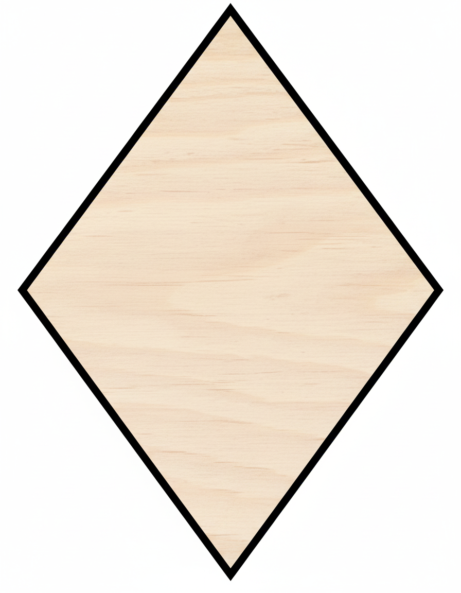 Custom Wooden Rhombus Shape for Crafts and Door Hangers - Laser Cut–  Wood Round Cutout for DIY Projects NameSigns.com