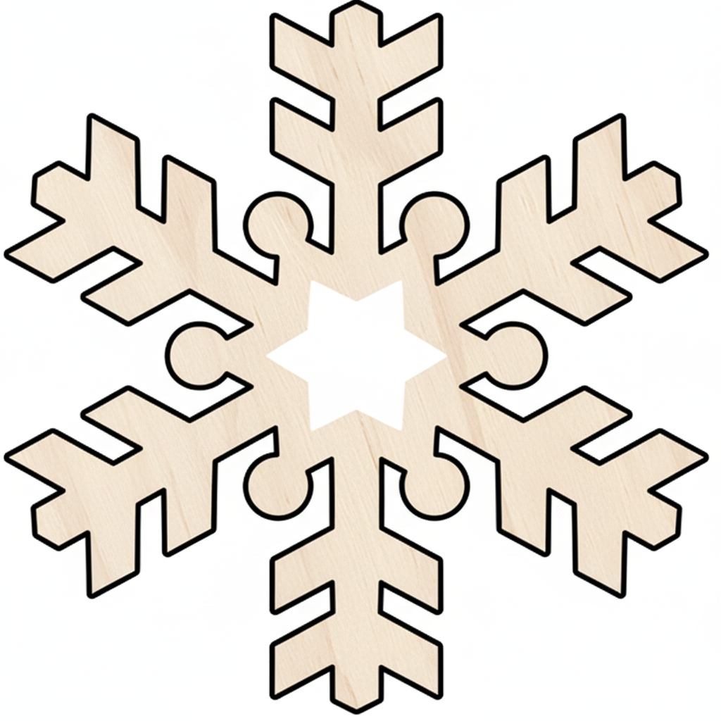 Custom Wooden Snowflake Shape for Crafts and Door Hangers - Laser Cut–  Wood Round Cutout for DIY Projects NameSigns.com