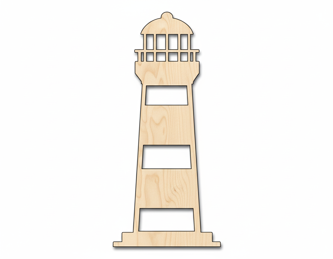 Unfinished Wood Lighthouse – Custom Baltic Birch Plywood Cutout | Paintable Wood Shape NameSigns.com