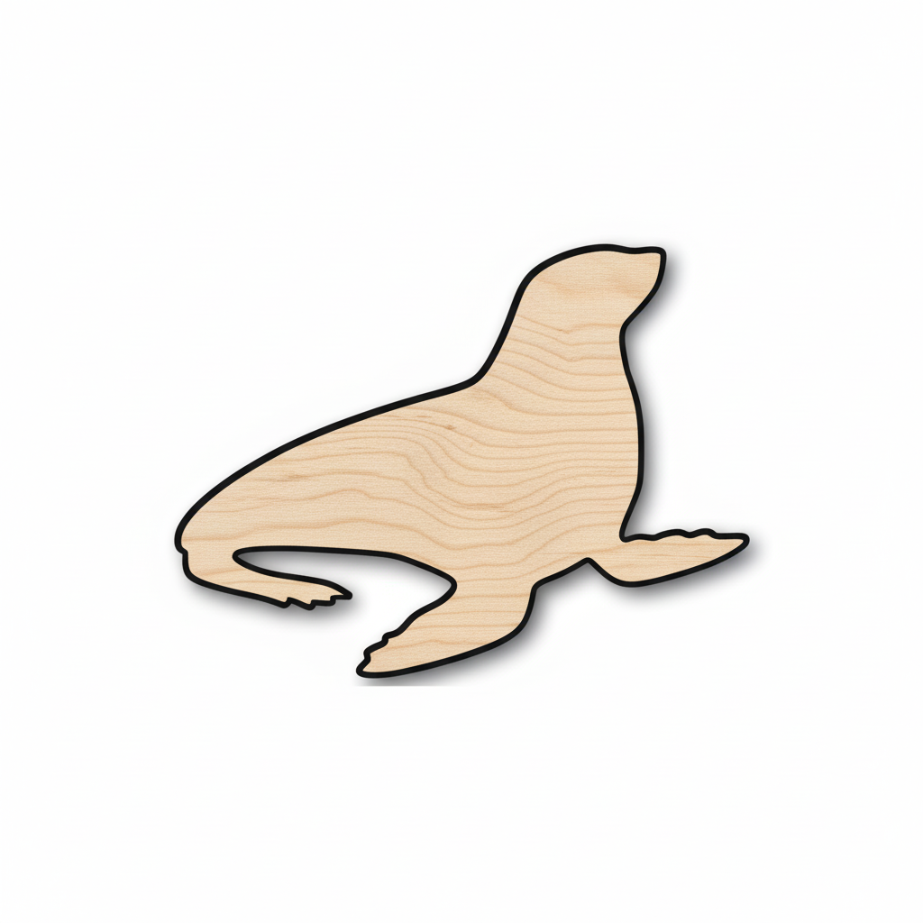 Unfinished Wood Seal - Baltic Birch Plywood Ocean Animal Craft Shape | Handmade NameSigns.com