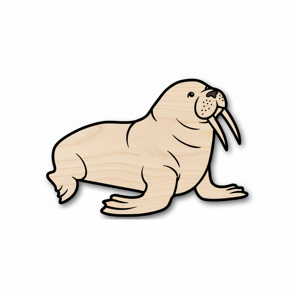 Unfinished Wood Walrus – Baltic Birch Plywood Laser Cut Wood Art Shape NameSigns.com