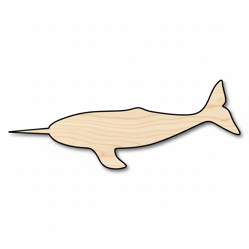 Unfinished Wood Narwhal – Baltic Birch Wood Craft Shapes | DIY Wooden Decor NameSigns.com